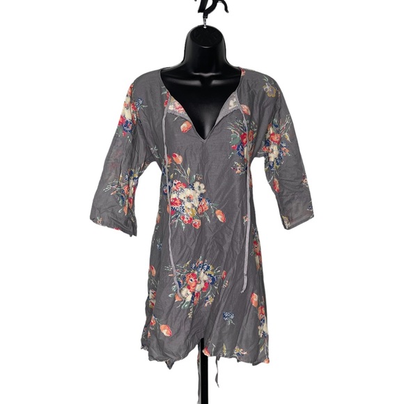 Johnny Was Grey Floral Swim Cover Up Dress Size Small - Picture 1 of 5